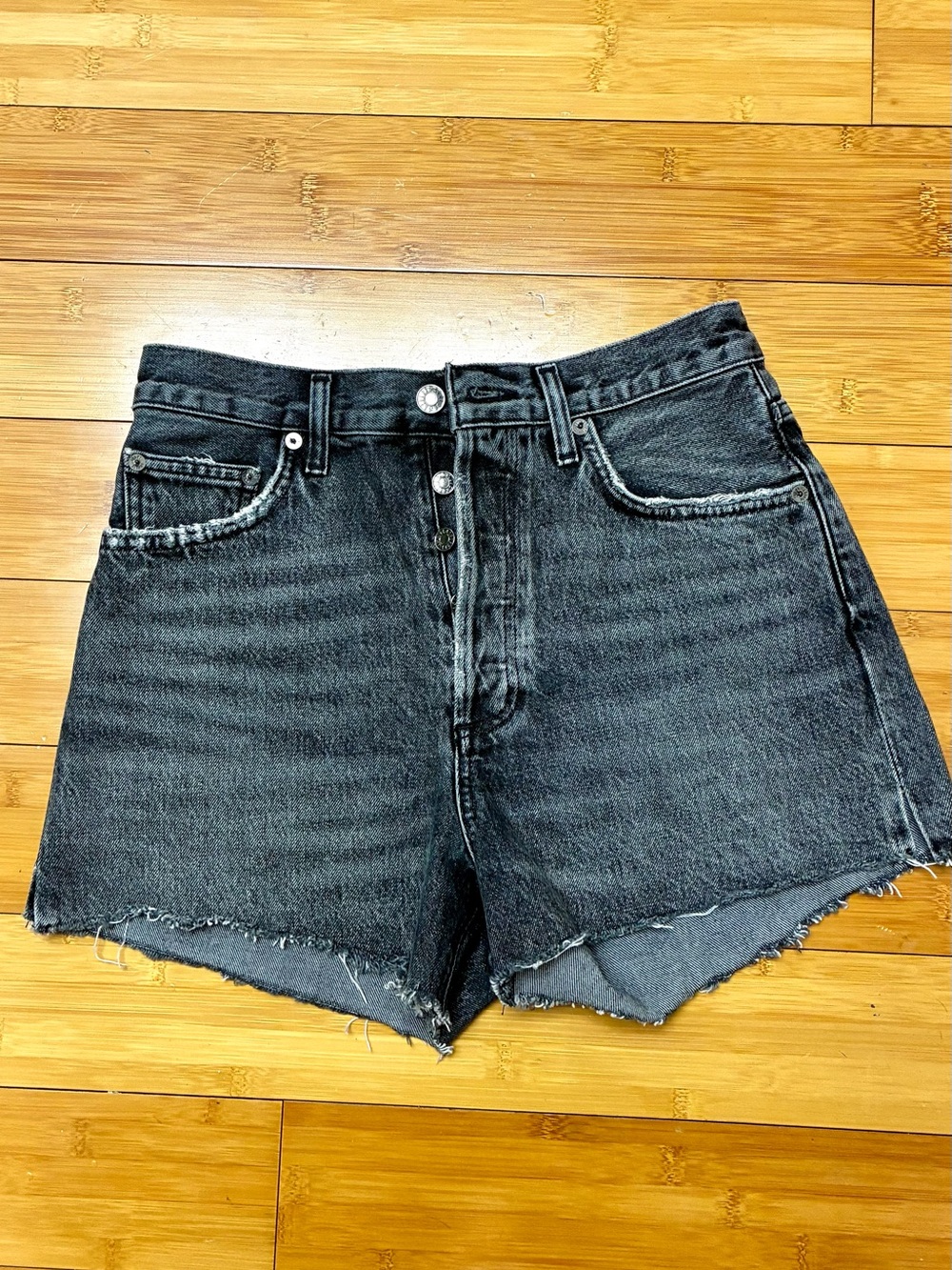 Women's Agolde High-Rise Black Denim Cutoff Shorts - style: “Dee”, size 27